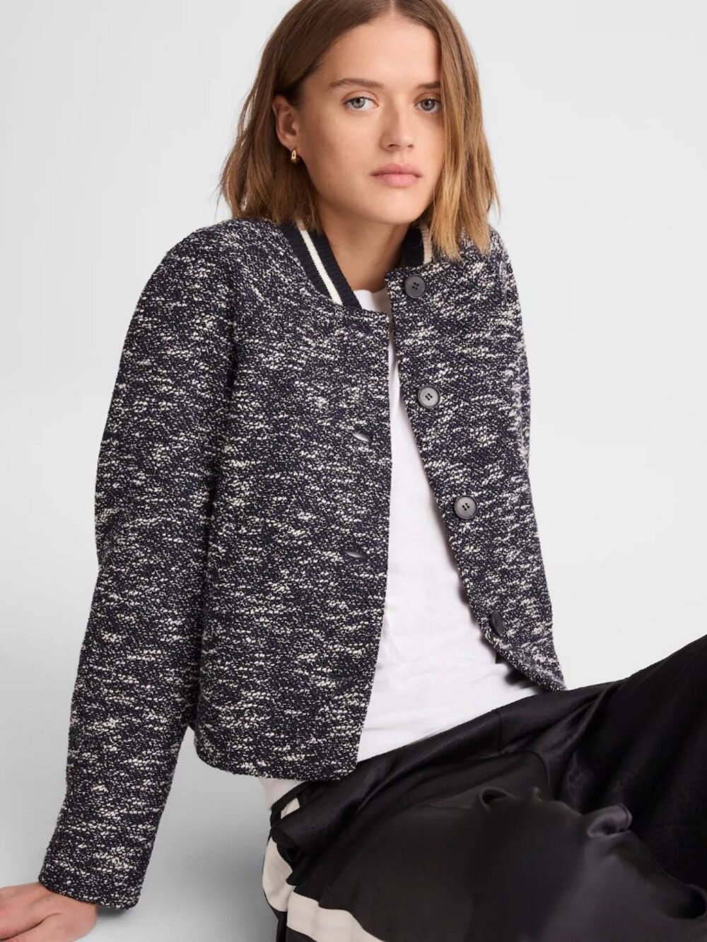 Madewell Raglan Bomber Jacket in Tweed NWOT